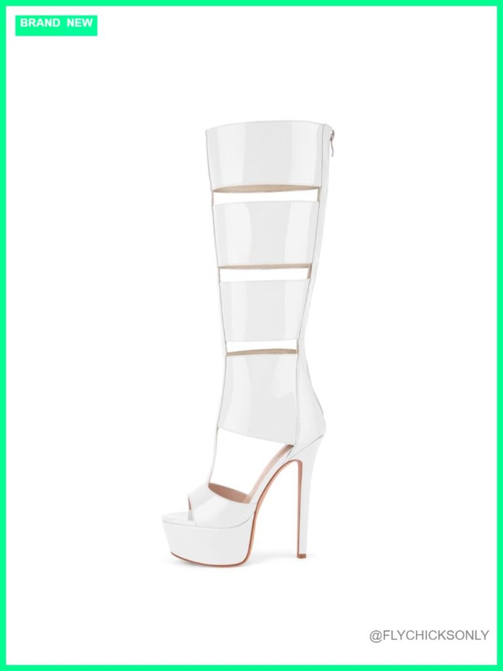 Gladiator Knee High Peep Toe Stiletto Platform Sandals Faux Leather